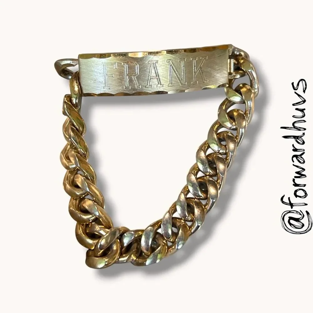 Speidel USA Vintage Gold Tone ID Bracelet “FRANK” 8”